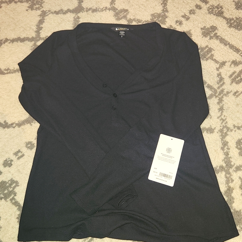 Black athleta lounge waffle top! Size womens small!